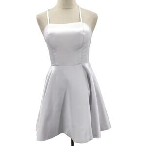 PARTY DRESS 2 XS white satin backless lace up bride bachelorette mini NEW B151